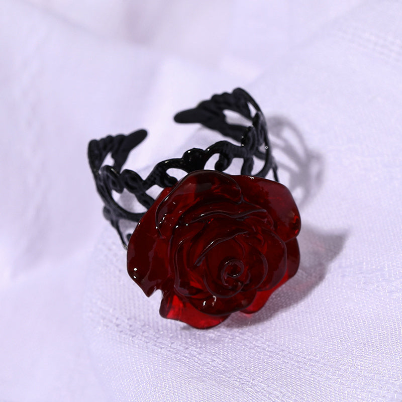 Gothic Red Flower Ring Wizardry