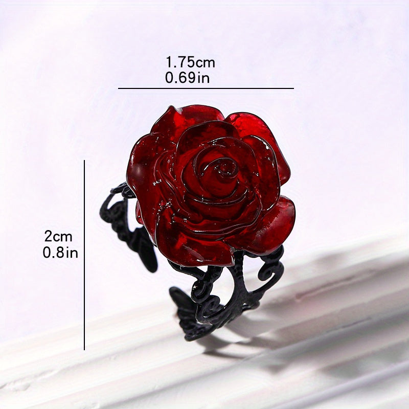 Gothic Red Flower Ring Wizardry