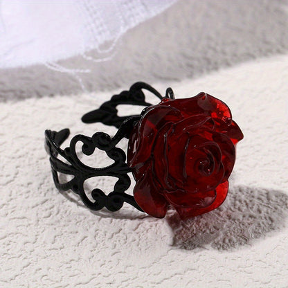 Gothic Red Flower Ring Wizardry