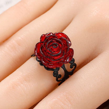 Gothic Red Flower Ring Wizardry