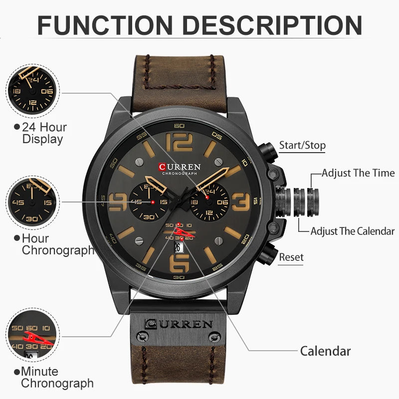 CURREN Chronograph  Relogio Masculino