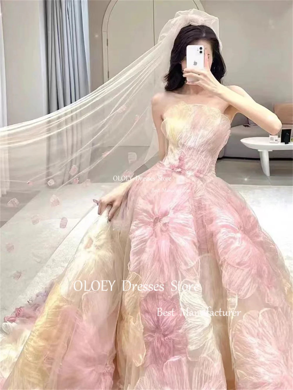 OLOEY Exquisite Floral Wedding Dress