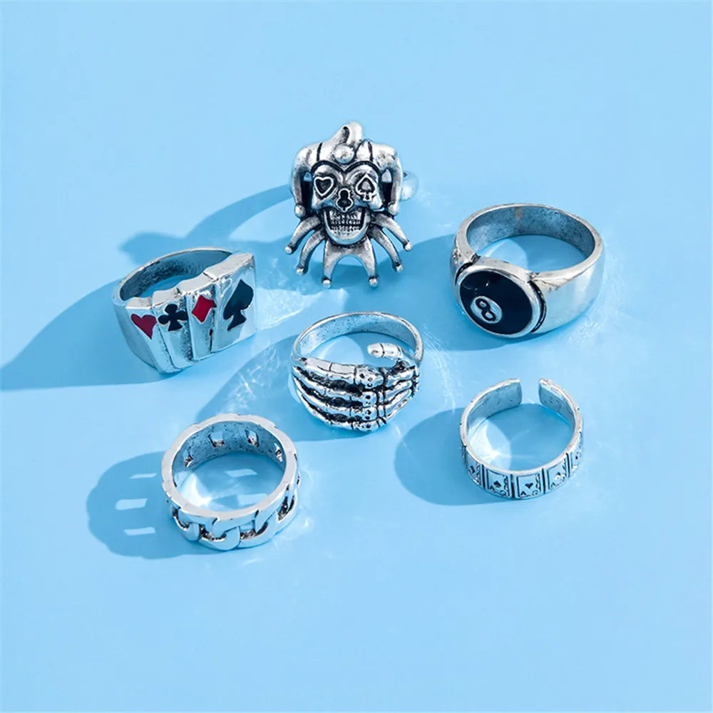 6Pcs Goth Rings for Men