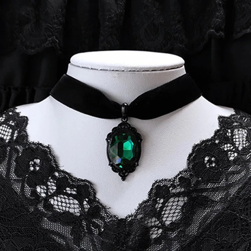 Gothic Venom Crystal Cameo Necklace