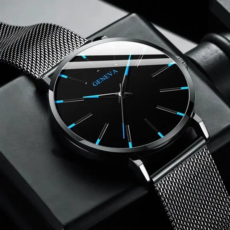 Geneva Black Stainless Steel Quartz