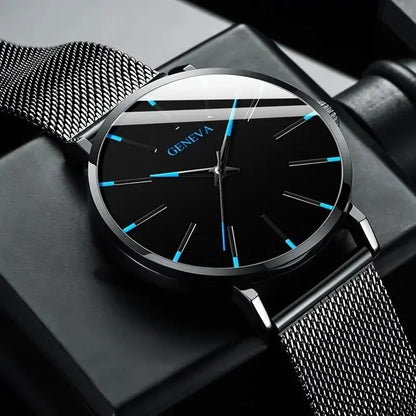 Geneva Black Stainless Steel Quartz