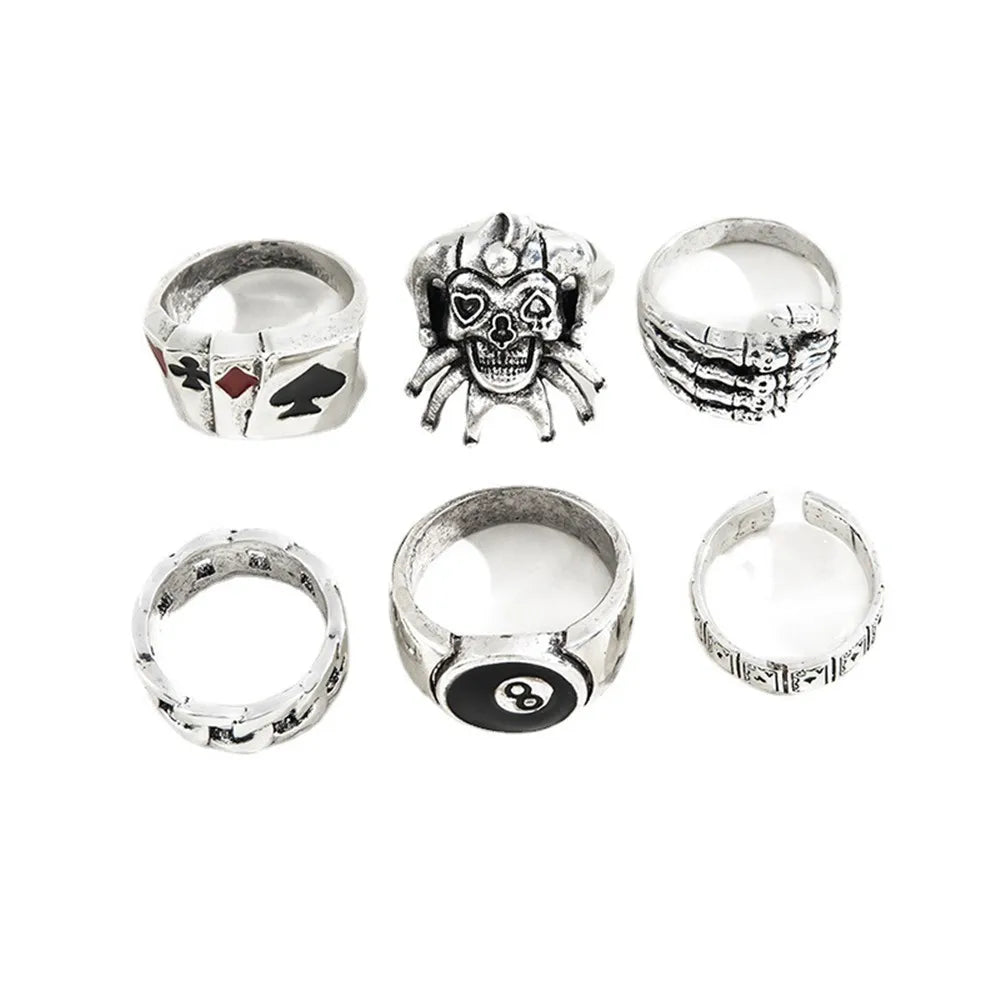 6Pcs Goth Rings for Men