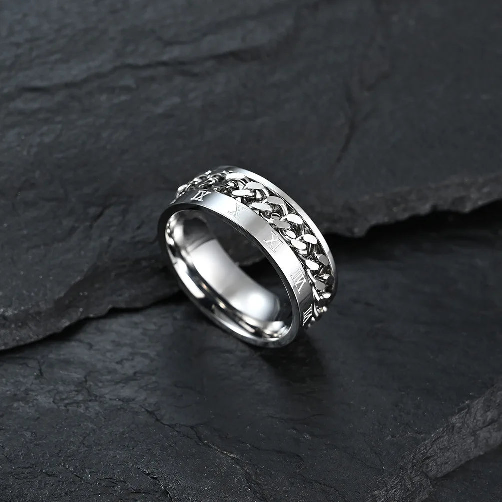 Roman Numerals Chain Ring