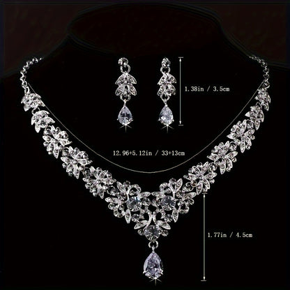 Three-Piece Luxury Crown Necklace Earring Set